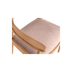 Lines Krem İskandinav Natural Ahşap Bohem Sandalye