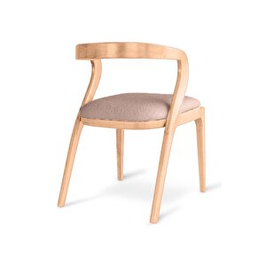 Akrep Krem Kumaş Natural Ahşap Sandalye