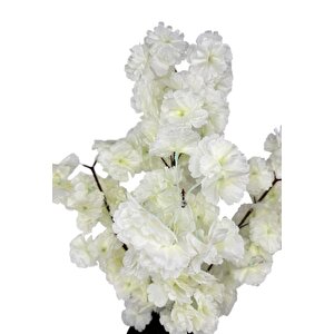 Yapay Ağaç Bahardalı Ağacı Beyaz Japon Kiraz Çiçeği Sakura Çiçeği 80cm Beyaz Plastik Saksılı