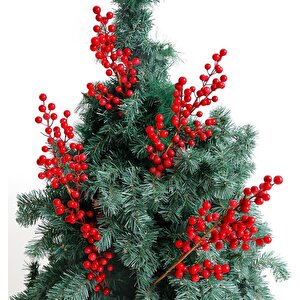 Yapay Çiçek Kokina Uzun Dal 63cm Yılbaşı Çiçeği Red Berry