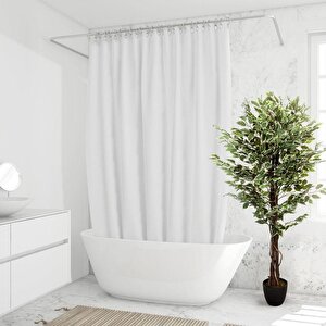 Yapay Ağaç Benjamin Yeşilbeyaz 2 Gövdeli Çalılı 165*80cm Siyah Plastik Saksılı