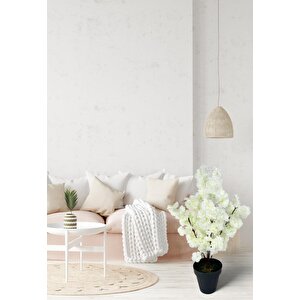 Yapay Ağaç Bahardalı Ağacı Beyaz Japon Kiraz Çiçeği Sakura Çiçeği 70cm Siyah Plastik Saksılı