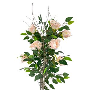 Yapay Ağaç Pembe Gül Ağacı 90cm Doğal Salex Dallı