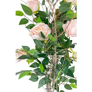 Yapay Ağaç Pembe Gül Ağacı 90cm Doğal Salex Dallı