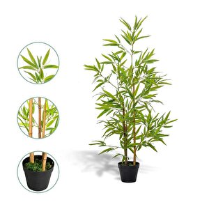 Yapay Ağaç Bambu Ağacı 3 Gövdeli 100*40cm Siyah Plastik Saksılı