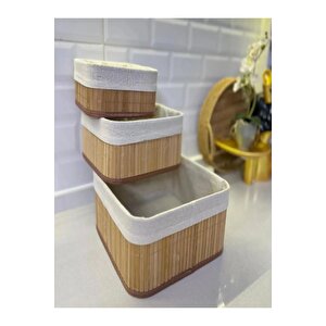 3b Trend Doğal Bambu Organizer Kutusu, Bambu Ahşap Ekmeklik, Ahşap Bambu Ekmek Sepeti