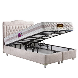 Çift Kişilik Paradise Sandıklı Baza+ Yatak+ Başlık  Krem Krem