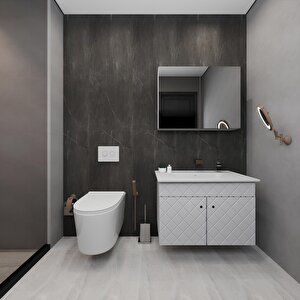 Açelya 80 Cm Komple Mdf Ve Membran Kapakli Banyo Dolabi Takimi