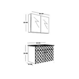 Açelya 80 Cm Komple Mdf Ve Membran Kapakli Banyo Dolabi Takimi