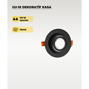 Gu10 Dekoratif Yuvarlak Metal Kasa Siyah