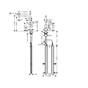 Hansgrohe Talis M54 Eviye Bataryası 270 Spiralli 1jet Paslanmaz Çelik 72808800