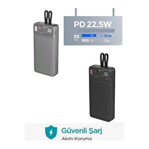 20.000 Mah Powerbank 22.5w Hızlı Şarj Taşınabilir Şarj Cihazı Çok Kablolu Dijital Göstergeli