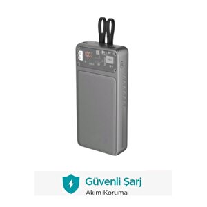 20.000 Mah Powerbank 22.5w Hızlı Şarj Taşınabilir Şarj Cihazı Çok Kablolu Dijital Göstergeli