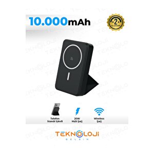 Magsafe Powerbank Standlı 20w Hızlı Şarj Taşınabilir Batarya Kablosuz Şarj Cihazı Mıknatıs 10000mah