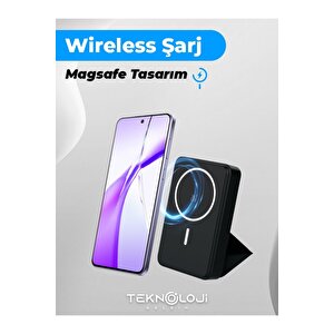 Magsafe Powerbank Standlı 20w Hızlı Şarj Taşınabilir Batarya Kablosuz Şarj Cihazı Mıknatıs 10000mah