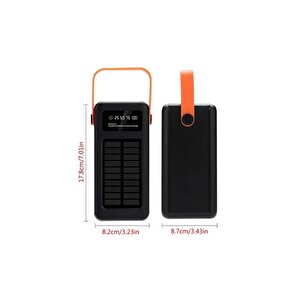 Güneş Enerjili Solar Powerbank 80.000 Mah Dijital Göstergeli El Fenerli 4 Çıkış Taşınabilir Batarya
