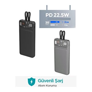 10.000 Mah Powerbank 22.5w Hızlı Şarj Taşınabilir Şarj Cihazı Çok Kablolu Dijital Göstergeli