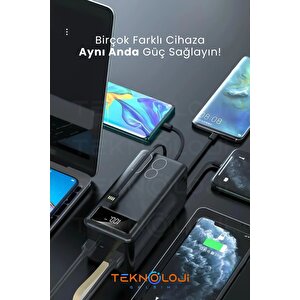80.000 Mah Powerbank 4 Usb Micro Type-c Lıghtnıng Girişli El Fenerli Taşınabilir Şarj Aleti