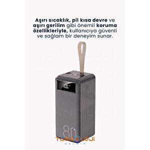 80.000 Mah Powerbank 4 Usb Micro Type-c Lıghtnıng Girişli El Fenerli Taşınabilir Şarj Aleti