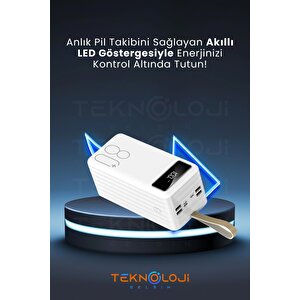80.000 Mah Powerbank 4 Usb Micro Type-c Lıghtnıng Girişli El Fenerli Taşınabilir Şarj Aleti
