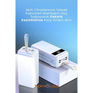 80.000 Mah Powerbank 4 Usb Micro Type-c Lıghtnıng Girişli El Fenerli Taşınabilir Şarj Aleti