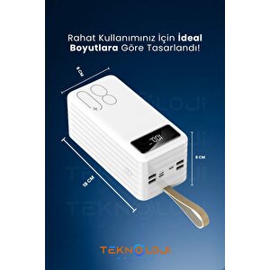 80.000 Mah Powerbank 4 Usb Micro Type-c Lıghtnıng Girişli El Fenerli Taşınabilir Şarj Aleti