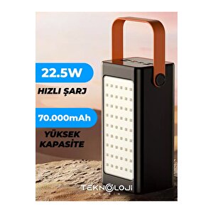 Powerbank 70.000 Mah Güçlü Led Işıklı 22.5w Hızlı Şarj Taşınabilir Batarya 4 Çıkışlı Göstergeli