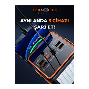 Powerbank 70.000 Mah Güçlü Led Işıklı 22.5w Hızlı Şarj Taşınabilir Batarya 4 Çıkışlı Göstergeli