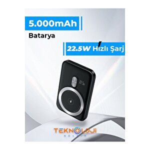 Magsafe Powerbank 22.5w Hızlı Şarj Taşınabilir Batarya Kablosuz Şarj Cihazı Mıknatıslı 5000 Mah