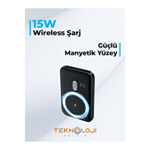 Magsafe Powerbank 22.5w Hızlı Şarj Taşınabilir Batarya Kablosuz Şarj Cihazı Mıknatıslı 5000 Mah