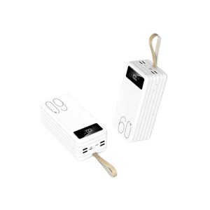 60.000 Mah Powerbank Taşınabilir Şarj Hızlı Dijital Göstergeli Çoklu Kablolu 4usb Girişli El Fenerli