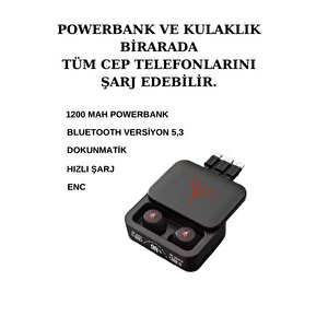 Bluetooth Kulaklik Enc Ve Powerbank Özelli̇kli̇ Göstergeli̇ Hd Ses Kali̇teli̇ Kablosuz Kulaklik