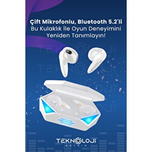 Oyuncu Kulaklığı Kablosuz Kulakiçi Rgb Işıklı Çift Mikrofonlu 3 Modlu Bluetooth 5.2 G20 Model