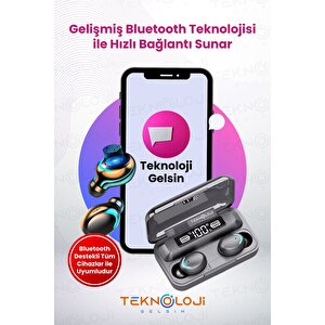 Bluetooth Kulaklık Kulakiçi Powerbanklı Çift Mikrofonlu Dokunmatik Kablosuz Earbuds F9 Pro
