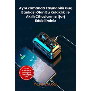 Bluetooth Kulaklık Kulakiçi Powerbanklı Çift Mikrofonlu Dokunmatik Kablosuz Earbuds F9 Pro