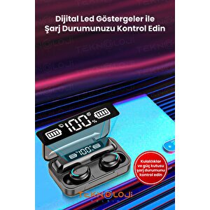 Bluetooth Kulaklık Kulakiçi Powerbanklı Çift Mikrofonlu Dokunmatik Kablosuz Earbuds F9 Pro