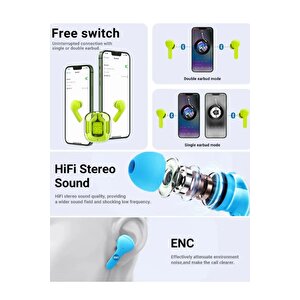 Bluetooth Kulaklık Kablosuz Ultrapods Dijital Göstergeli Gaming Dokunamtik Enc Mipods V5.3 Yeninesil