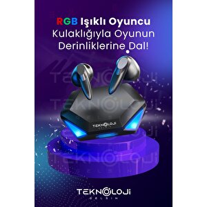 Oyuncu Kulaklığı Kablosuz Kulakiçi Rgb Işıklı Çift Mikrofonlu 3 Modlu Bluetooth 5.2 Tg-g20 G20