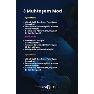 Oyuncu Kulaklığı Kablosuz Kulakiçi Rgb Işıklı Çift Mikrofonlu 3 Modlu Bluetooth 5.2 Tg-g20 G20