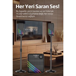 Hp-tv02 2+1 Soundbar Ev Sinema Sistemi Stereo Hd Ses Rgb Kablolu 80 Watt Amfi̇ 15wx2 Soundbar