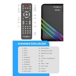 Hp-tv02 2+1 Soundbar Ev Sinema Sistemi Stereo Hd Ses Rgb Kablolu 80 Watt Amfi̇ 15wx2 Soundbar