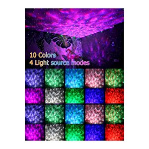Galaksi Projektör Gece Lambası Bluetooth Hoparlör Disko Topu Yıldızlı Rgb Led Işıklı Tavan Aydınltma
