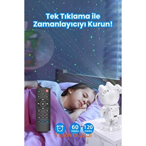 Gece Lambası Yıldız Projektör Astronot Işıklı Galaksi Samanyolu Projeksiyon Kumandalı