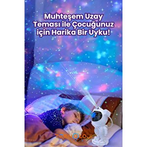 Gece Lambası Yıldız Projektör Astronot Işıklı Galaksi Samanyolu Projeksiyon Kumandalı