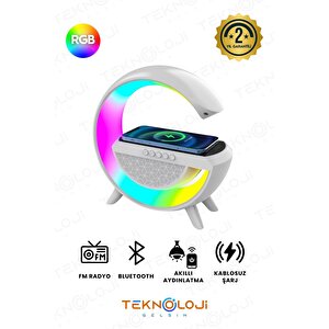 Akıllı Gece Lambası Speaker Bluetooth Hoparlör Kablosuz Şarj Rgb Masa Lambası Yatak Odası Dekor 3in1