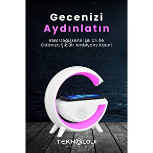 Akıllı Gece Lambası Speaker Bluetooth Hoparlör Kablosuz Şarj Rgb Masa Lambası Yatak Odası Dekor 3in1