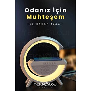 Akıllı Gece Lambası Speaker Bluetooth Hoparlör Kablosuz Şarj Rgb Masa Lambası Yatak Odası Dekor 3in1