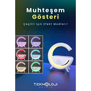Akıllı Gece Lambası Speaker Bluetooth Hoparlör Kablosuz Şarj Rgb Masa Lambası Yatak Odası Dekor 3in1