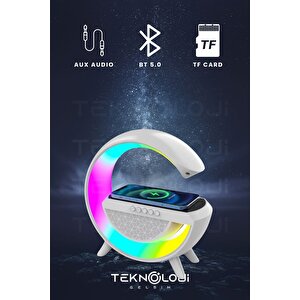 Akıllı Gece Lambası Speaker Bluetooth Hoparlör Kablosuz Şarj Rgb Masa Lambası Yatak Odası Dekor 3in1