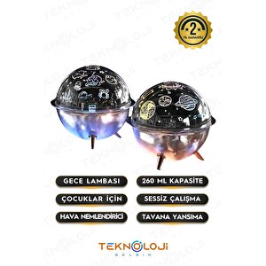 Çocuk Ve Bebek Gece Lambası Mini Projeksiyon Lambası Hava Nemlendirici 260 Ml Ultrasonik Galaksi